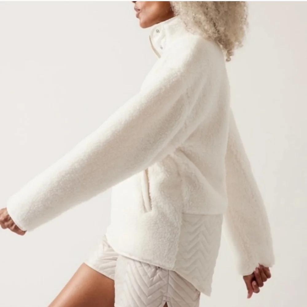 Athleta Cozy Sherpa Snap Sweatshit Sz Medium - Picture 4 of 7